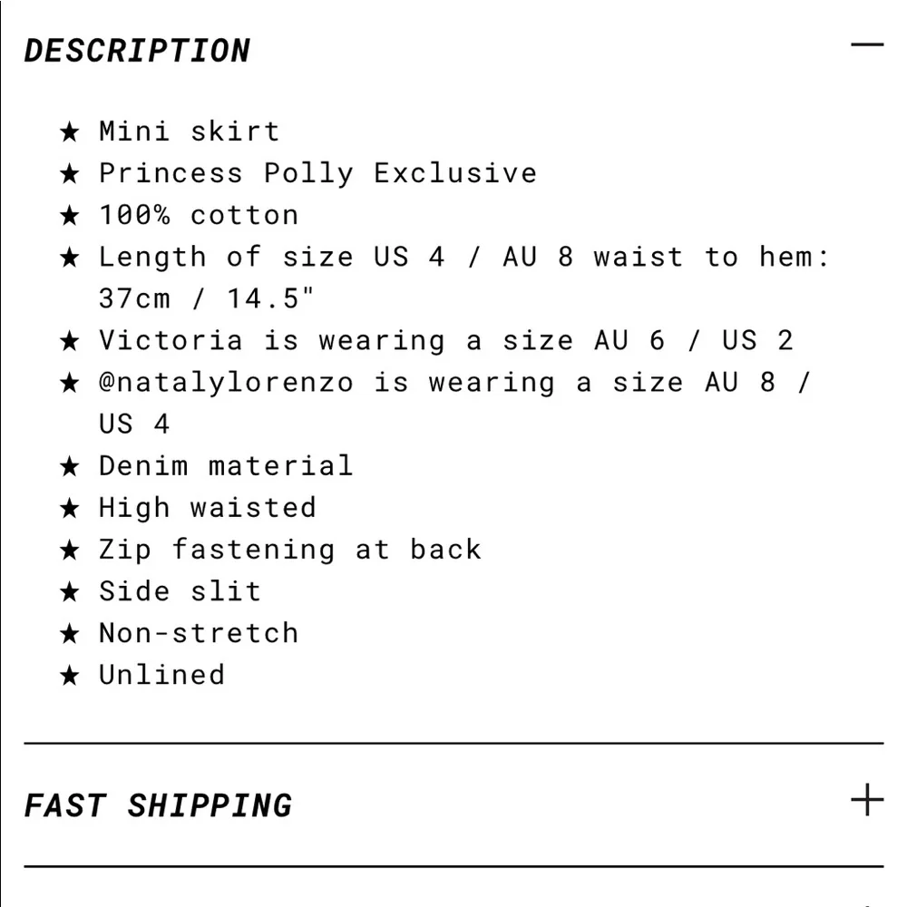 Princess Polly The Lola Mini Skirt Black Lioness NWOT - Picture 6 of 13